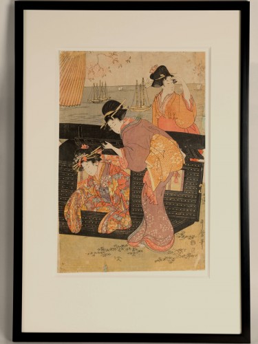 Kitagawa Utamaro I Cherry-blossom Viewing at Goten-yama Woodblock print Edo - Asian Works of Art Style 