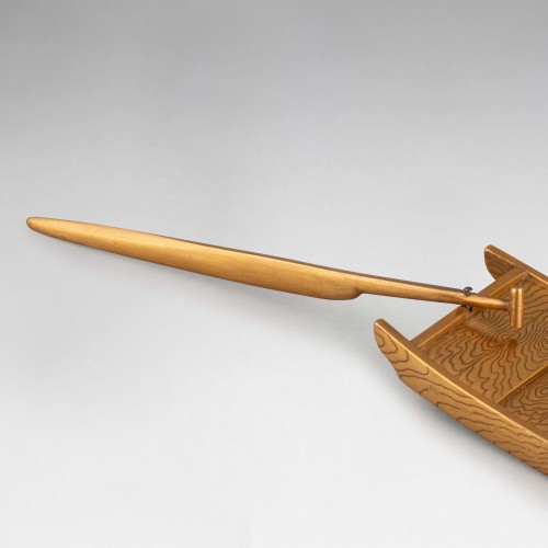 XVIIIe siècle - Kobako – Rare modèle en forme de barque en laque d'or, Japon Edo