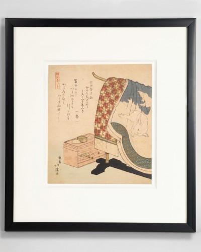 Par HOKKEI – Surimono représentant un portant, Japon Edo 19e siècle - Arts d
