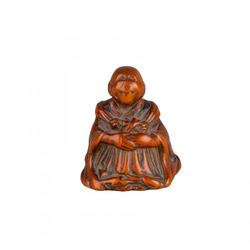 Netsuke - Saigyo Hoshi regardant le Fuji, Japan Edo