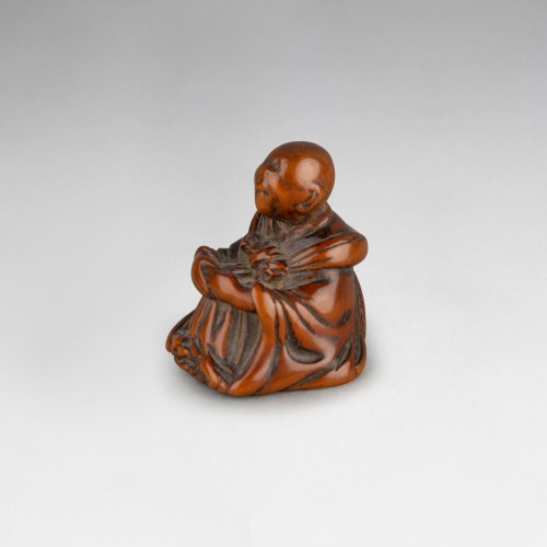 Netsuke - Saigyo Hoshi the poet looking at the Fuji, Japan Edo - Asian Works of Art Style 