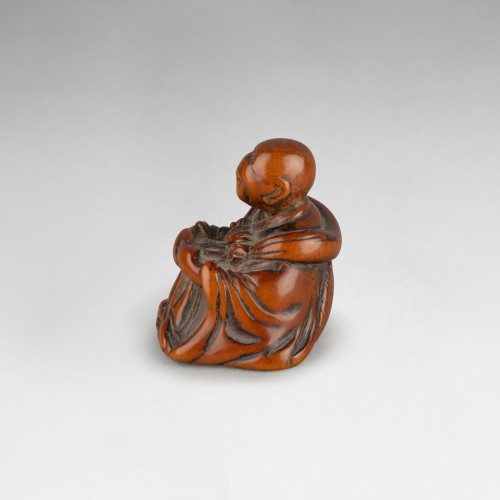 Netsuke - Saigyo Hoshi the poet looking at the Fuji, Japan Edo - 