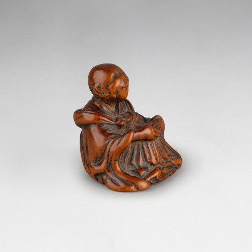 Netsuke - Saigyo Hoshi the poet looking at the Fuji, Japan Edo - 