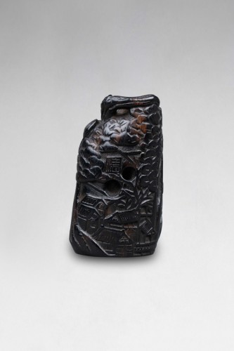 Netsuke - Cachet, scène de village, Japon Edo - Arts d