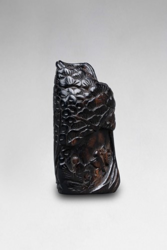 XIXe siècle - Netsuke - Cachet, scène de village, Japon Edo