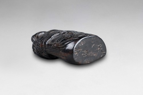 Antiquités - Netsuke - Cachet, scène de village, Japon Edo