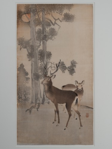 Japanese print Koson Ohara (1877-1845) A Pair of Deer - Asian Works of Art Style 