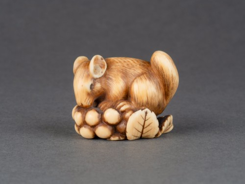 Asian Works of Art  - Ivory Netsuke By Ranichi Depicting A Dormouse, Edo Japan