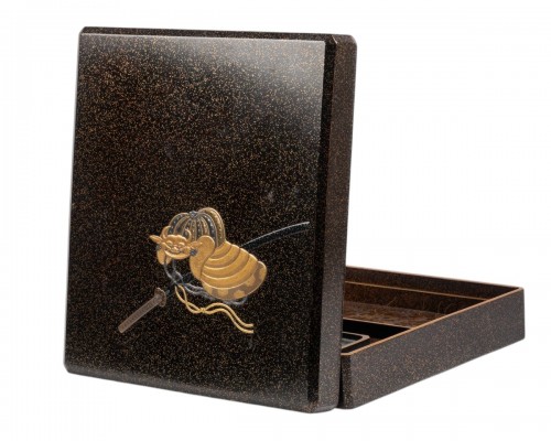 Suzuribako laque Urushi, Kabuto et daims Japon Edo