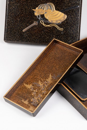 Suzuribako laque Urushi, Kabuto et daims Japon Edo - 