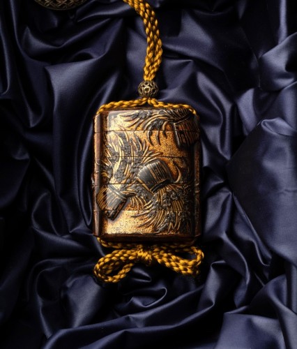 Asian Works of Art  - Four-cases Inro Sheaves Of Rice Louis Gonse Collection, Japan Edo Period