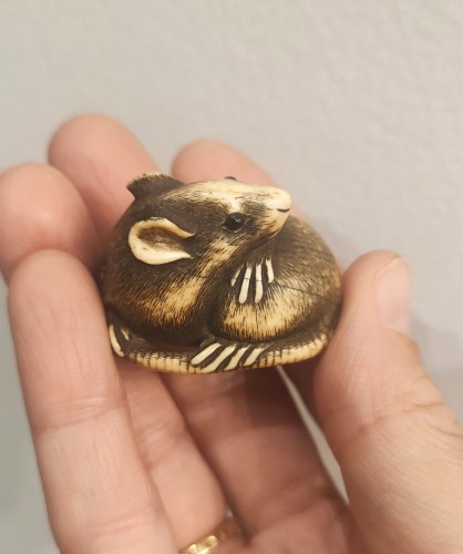 Netsuke, Ravissant modèle de rat, Japon Edo - 
