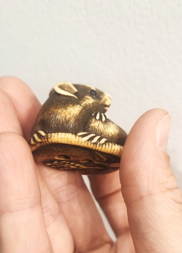  - Netsuke, Ravissant modèle de rat, Japon Edo