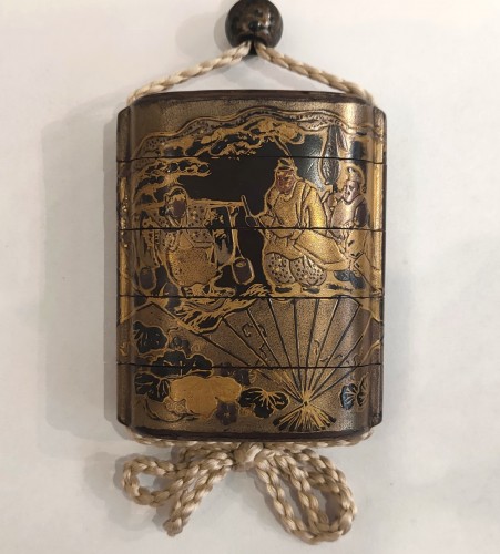 INRO – japanese gold lacquer with fan, Japan Edo 17th century - Asian Works of Art Style 