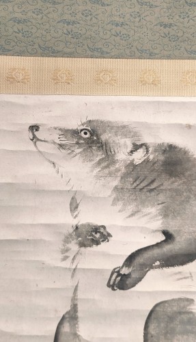 XIXe siècle - Kakejiku. Tanuki. Sumi-e par Nakajima Raisho (1796-1871) Japon Edo