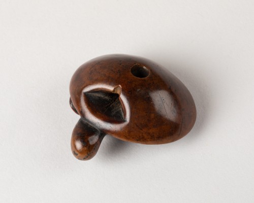Asian Works of Art  - Netsuke - chestnut and a plump mushroom. Japan Edo 19th