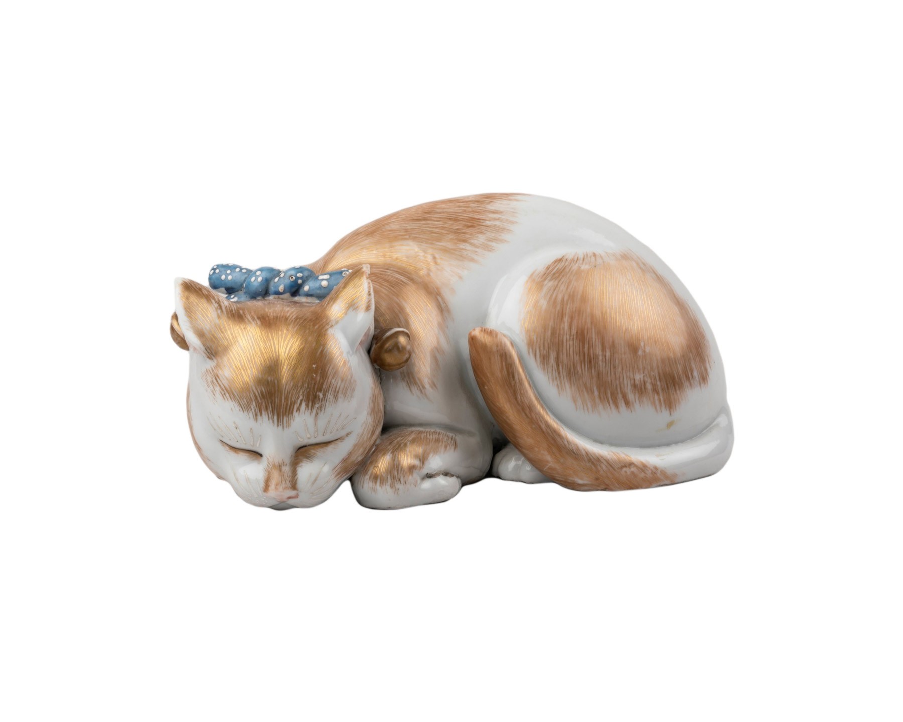 Petit Chat Couche En Porcelaine De Satsuma Japon Xixe Siecle N