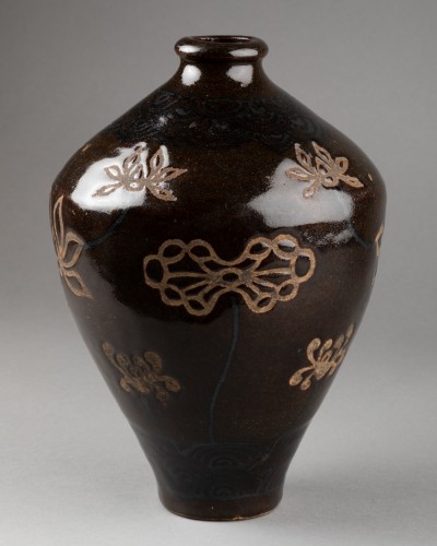 Stoneware Vase - Lotus And Crane, Japon Edo - 