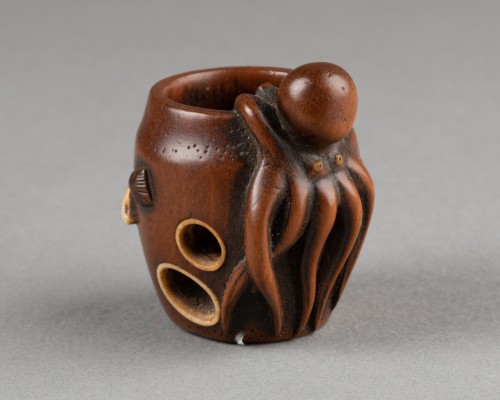 XIXe siècle - Netsuke - Pieuvre par Hidemasa, Japon Edo