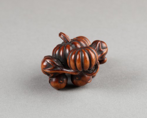 Netsuke - Pumpkins and eggplants, Japan Edo - 