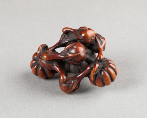 Netsuke - Pumpkins and eggplants, Japan Edo - 