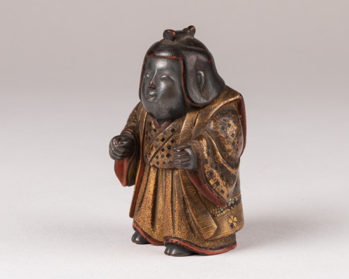 Netsuke - small figure in gold lacquer, Japan Edo - 