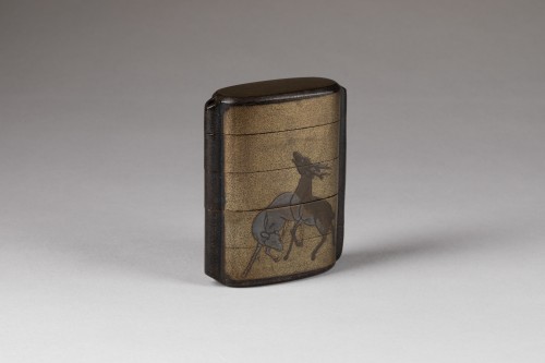  Inro, Japanese gold urushi lacquer, deers, Japan Edo 17th century - Asian Works of Art Style 