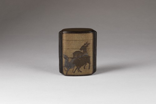  Inro, Japanese gold urushi lacquer, deers, Japan Edo 17th century - 