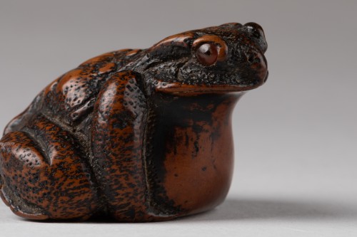 Netsuke Woodbox toad carved, Japan Edo - Asian Works of Art Style 