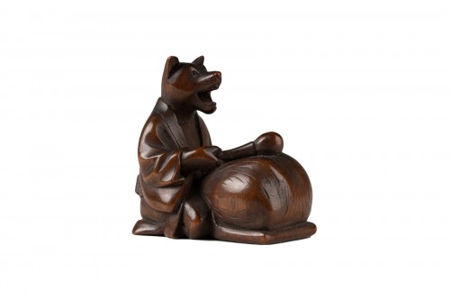 Netsuke - Tanuki no Hara Tsutsumi Japon