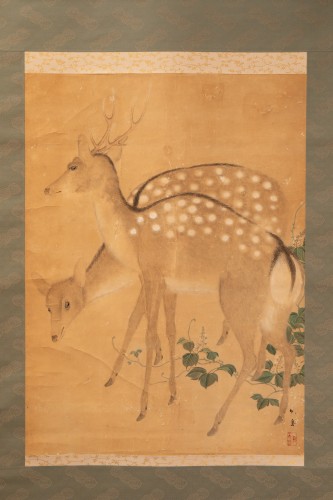 Couples de daims dans un paysage -  Japon Edo - Arts d