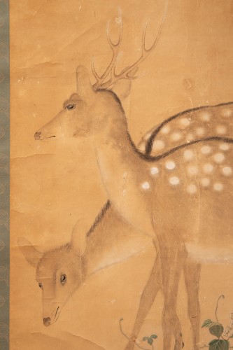 19th century - A couple of deers on a landscape - Japan Edo