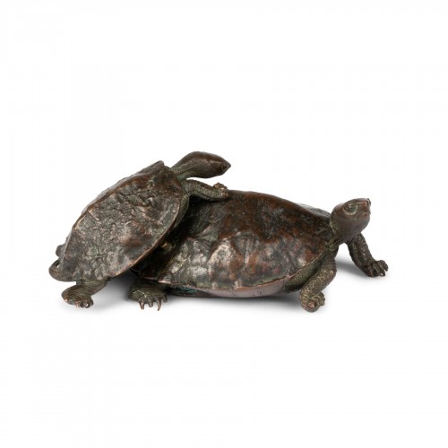 Ravissant petit sujet de deux tortues - Japon Edo Meiji