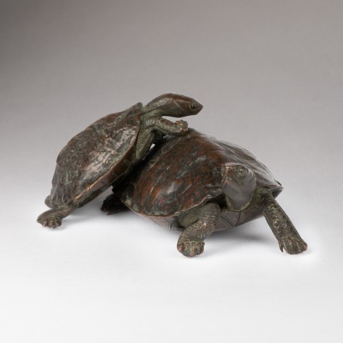 Model of a good group of a tortoise and young - Japan Edo Meiji - Asian Works of Art Style 