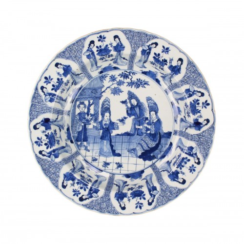 Blue And White Porcelain Dish, Kangxi Mark And Period, 18th Century, Qing