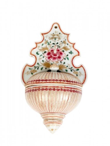 Chinese Porcelain Famille Rose Holy Water Wall Bowl Or Stoup, Qianlong