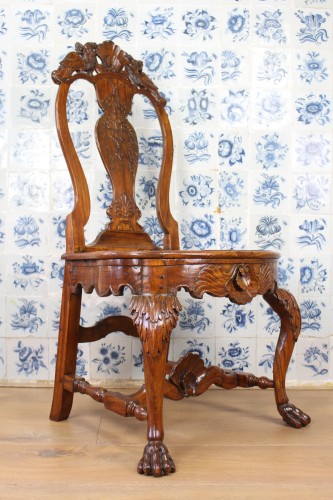 Two Dutch Colonial Solid Satinwood Chairs, Ceylon 18th century - 