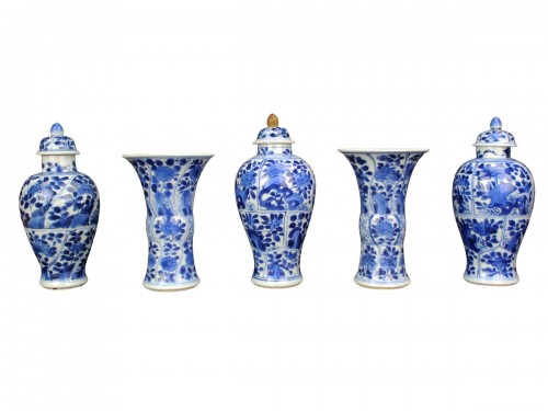 Chinese porcelain Kangxi 5-piece garniture set, Qing dynasty