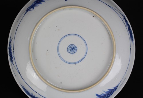  - Chinese Porcelain Powder Blue Ground Blue And White Budai Dish, Kangxi