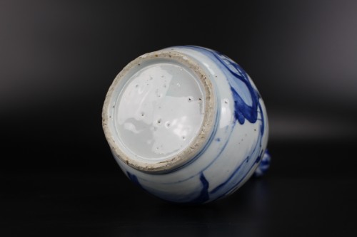 Vase bouteille chinois bleu et blanc, dynastie Ming période Wanli - 
