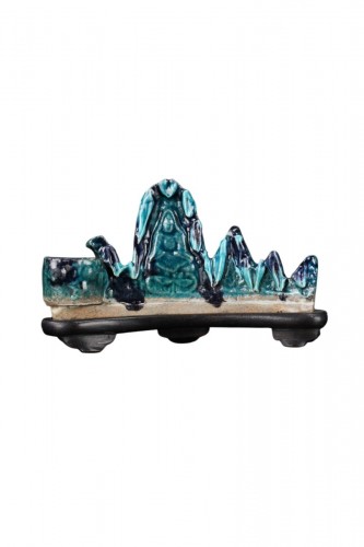 Repose-pinceaux en porcelaine chinoise turquoise, Kangxi et de la dynastie Qing