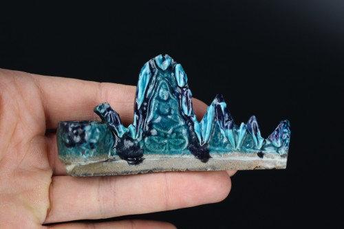  - Repose-pinceaux en porcelaine chinoise turquoise, Kangxi et de la dynastie Qing