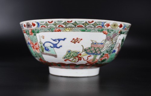 Antiquités - Bol en porcelaine chinoise de la famille verte, période Kangxi dynastie Qing