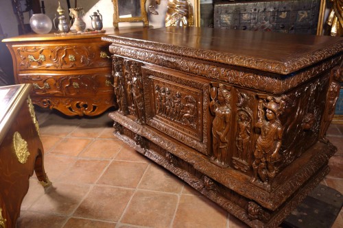 Coffre castral de mariage au Jugement de Pâris, fin XVIe siècle - Mobilier Style Renaissance