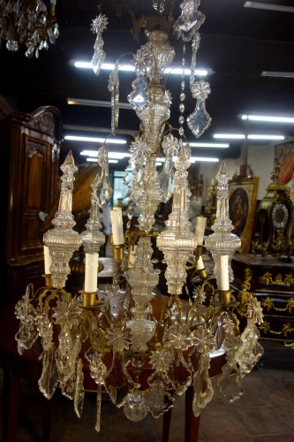 Important church cage chandelier in cut crystal - 