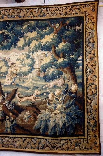 Grande tapisserie d’Aubusson « La chasse au renard », début du XVIIIe siècle - Louis XIV