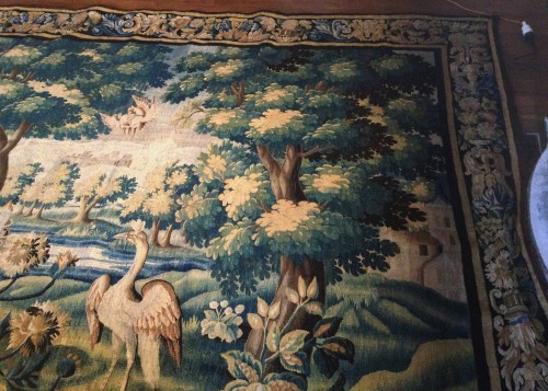 XVIIIe siècle - Grande Tapisserie d’Aubusson : Verdure au château