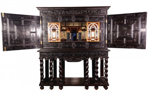 Important ebony cabinet with Seven Virtues
