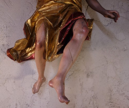 Sculpture  - Statue of the Archangel Gabriel in gilded and polychrome wood