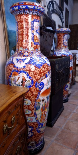 Large pair of Asian earthenware vases - 